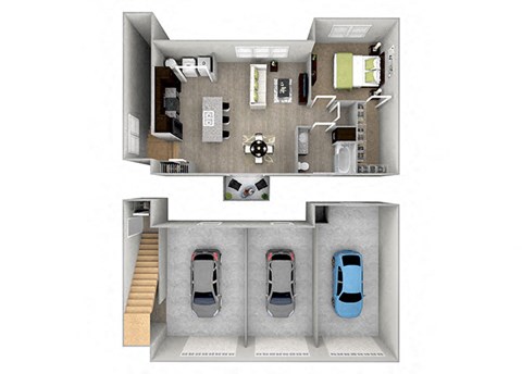 Floor plan for 1 bed, 1 bath, 995 sqft