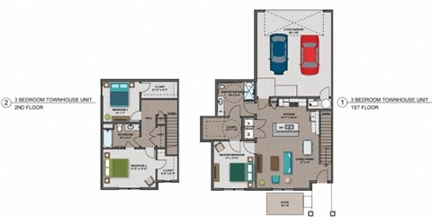 Floor plan for 3 beds, 2 baths, 1561 sqft