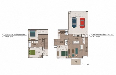 Floor plan for 3 beds, 2 baths, 1521 sqft