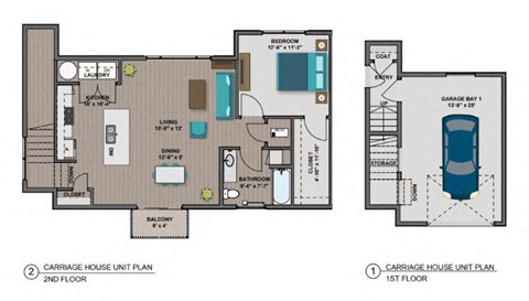 Floor plan for 1 bed, 1 bath, 995 sqft