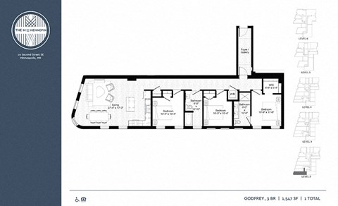 Floor plan for 3 beds, 2 baths, 1512 sqft