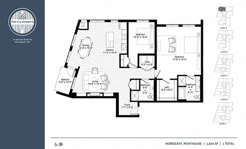 Floor plan for 2 beds, 2 baths, 1674 sqft