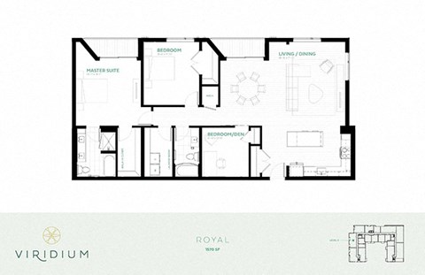 Floor plan for 3 beds, 2 baths, 1570 sqft
