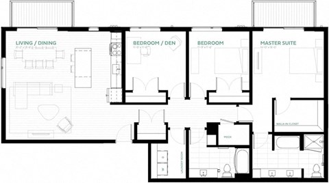 Floor plan for 3 beds, 2 baths, 1576 sqft