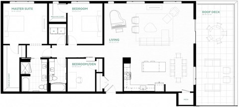 Floor plan for 3 beds, 2 baths, 1804 sqft