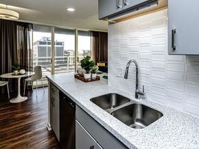 Lincoln apartment for rent - a kitchen with a sink and a counter top