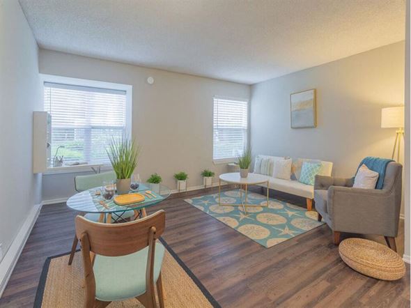 Daly City apartment for rent - a living room with a couch and a table at Skyline Heights Apartments, California, 94015