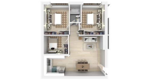 Floor plan for 3 beds, 1 bath, 800 sqft
