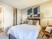 Union City apartment for rent - a bedroom with a white bed and a closet at Parc Medallion LLC, California, 94587
