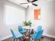 Union City apartment for rent - a dining room with a table and chairs and a ceiling fan at Parc Medallion LLC, Union City, CA