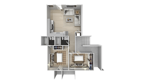 Floor plan for 2 beds, 2 baths, 774 sqft