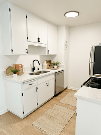 Kitchen with white cabinets