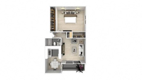 Floor plan for 1 bed, 1 bath, 650 sqft