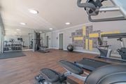 Sherman Oaks apartment for rent - the gym is equipped with exercise machines and weights at The Flats on Addison, Sherman Oaks