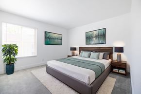 Santa Clara apartment for rent - A bedroom with a large bed and two pictures on the wall at Summerwood Apartment , California