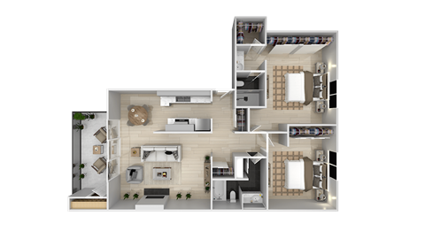 Floor plan for 2 beds, 2 baths, 1120 sqft