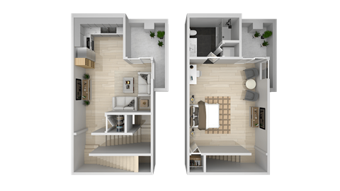 Floor plan for 1 bed, 1 bath, 1000 sqft