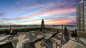A rooftop patio  at one west, new york, ny,10004
