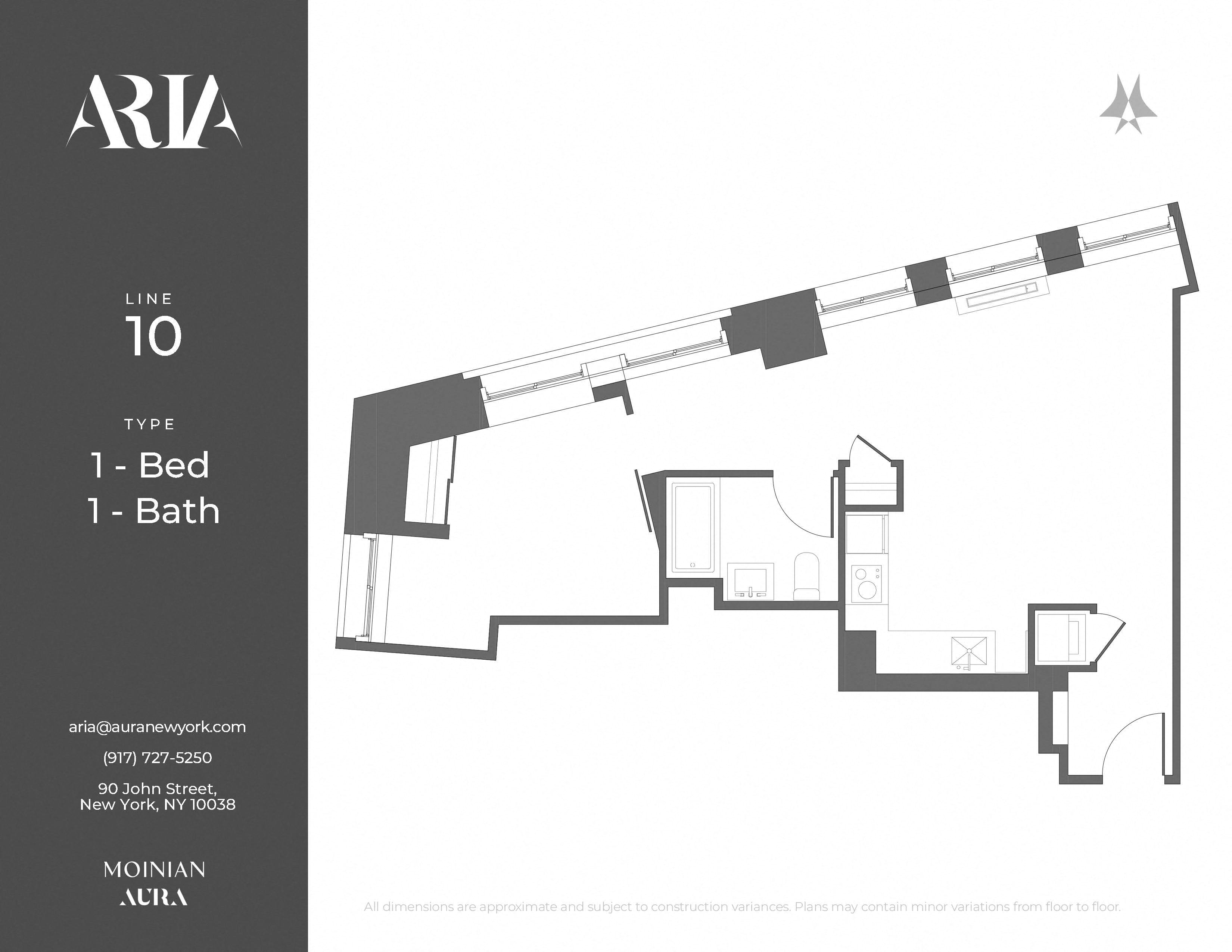 Floor plan for 1 bed, 1 bath, 846 sqft