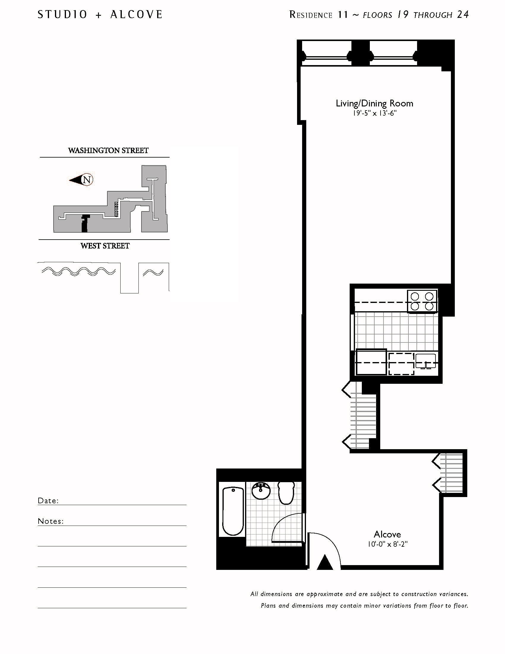 Floor plan for studio, 1 bath, 663 sqft