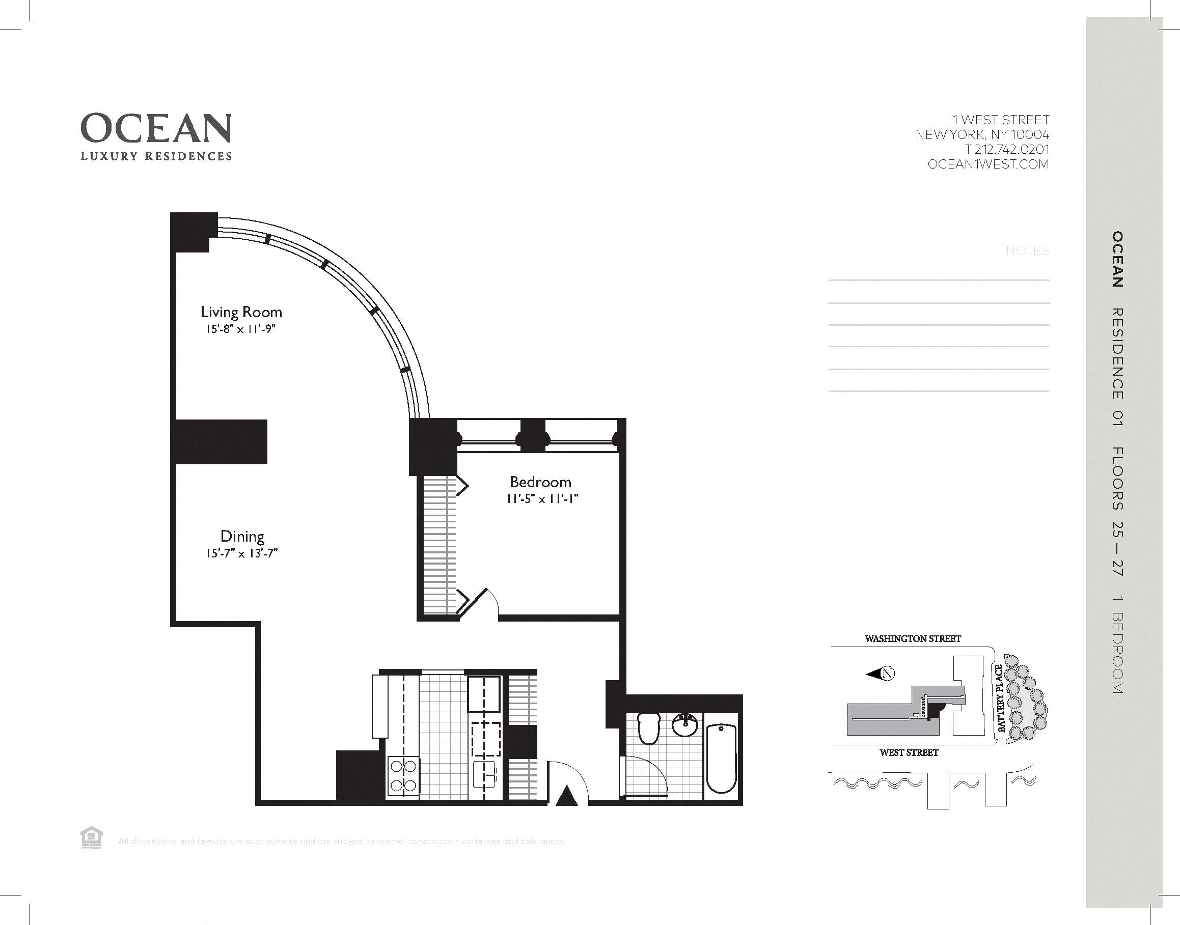 Floor plan for 1 bed, 1 bath, 867 sqft