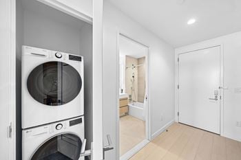 White washing machine at one west, new york, new york