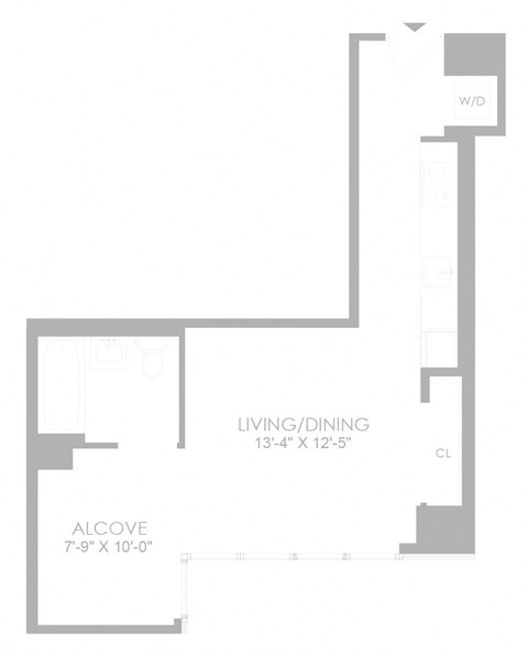 Floor plan for studio, 1 bath, 539 sqft