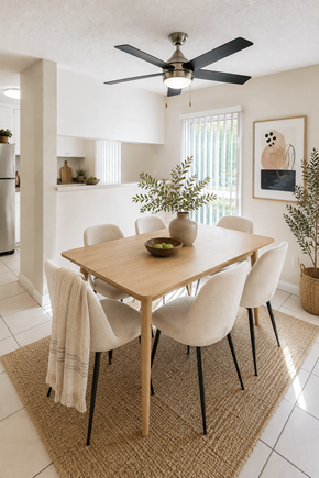 Concord apartment for rent - A dining room with a table and chairs.