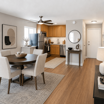 Concord apartment for rent - A modern kitchen with a dining table and chairs.