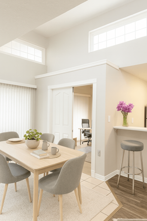 Concord apartment for rent - A dining room with a table set for four.