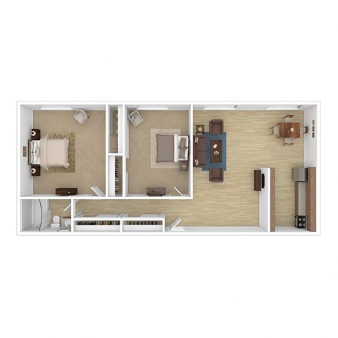 Floor plan for 2 beds, 1 bath, 825 sqft