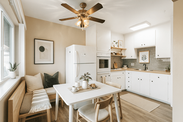Santa Clara apartment for rent - A modern kitchen with a dining table and chairs.