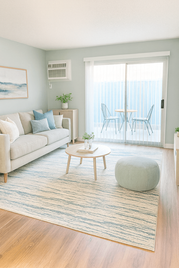 Concord apartment for rent - A living room with a couch, a table, and a painting on the wall.