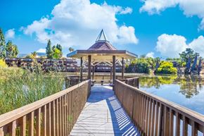 Concord apartment for rent - a wooden bridge leading to a gazebo on the water