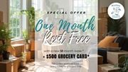 Thornhill apartment for rent - A promotional image for a one month rent free offer with a $500 grocery card from Briarlane Brand Properties.