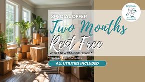 London apartment for rent - A promotional image for a special offer of two months rent free with a new 12-month lease from Briarlane Branded Property.