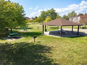 Trenton apartment for rent - A park with a gazebo and picnic tables.
