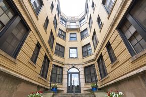 Detroit apartment for rent - a large building with an archway in the middle