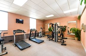 Saginaw apartment for rent - A gym with treadmills, exercise bikes, and other equipment.