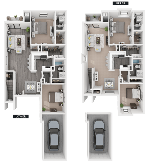 Floor plan for 2 beds, 2 baths, 1145 sqft