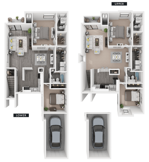 Floor plan for 2 beds, 2 baths, 1170 sqft