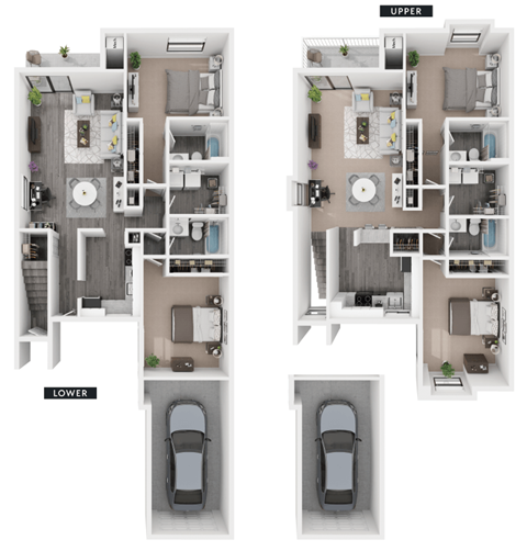 Floor plan for 2 beds, 2 baths, 1145 sqft