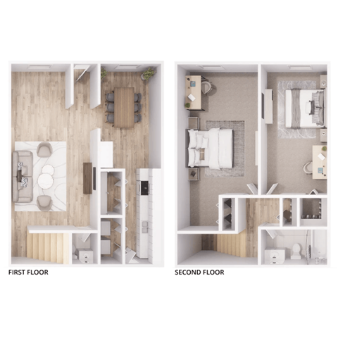 Floor plan for 2 beds, 1.5 baths, 1175 sqft