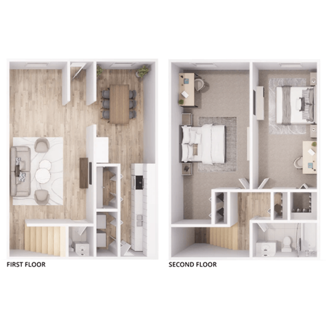 Floor plan for 2 beds, 1.5 baths, 1250 sqft