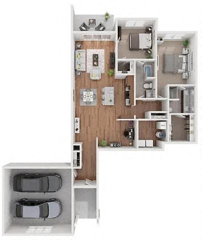 Floor plan for 2 beds, 2 baths, 1475 sqft