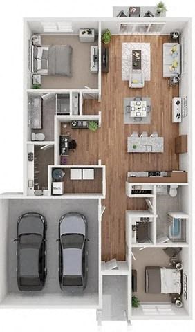 Floor plan for 2 beds, 2 baths, 1420 sqft