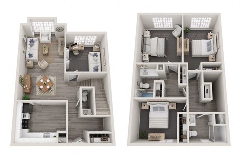 Floor plan for 3 beds, 2.5 baths, 1660 sqft