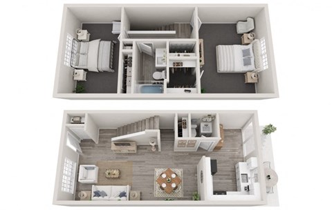Floor plan for 2 beds, 1.5 baths, 1136 sqft