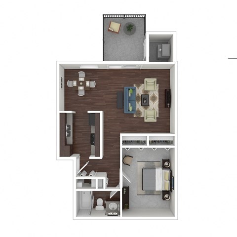 Floor plan for 1 bed, 1 bath, 540 sqft