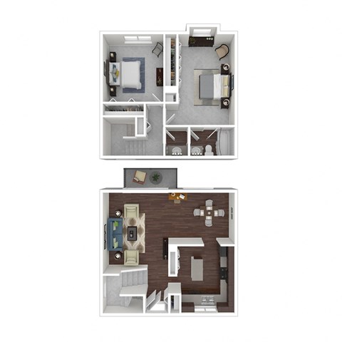 Floor plan for 2 beds, 1 bath, 913 sqft